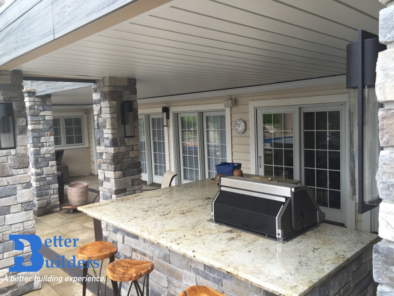 Stone faced kitchen with built in grill