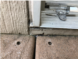 Clue to potential rotting around door threshold