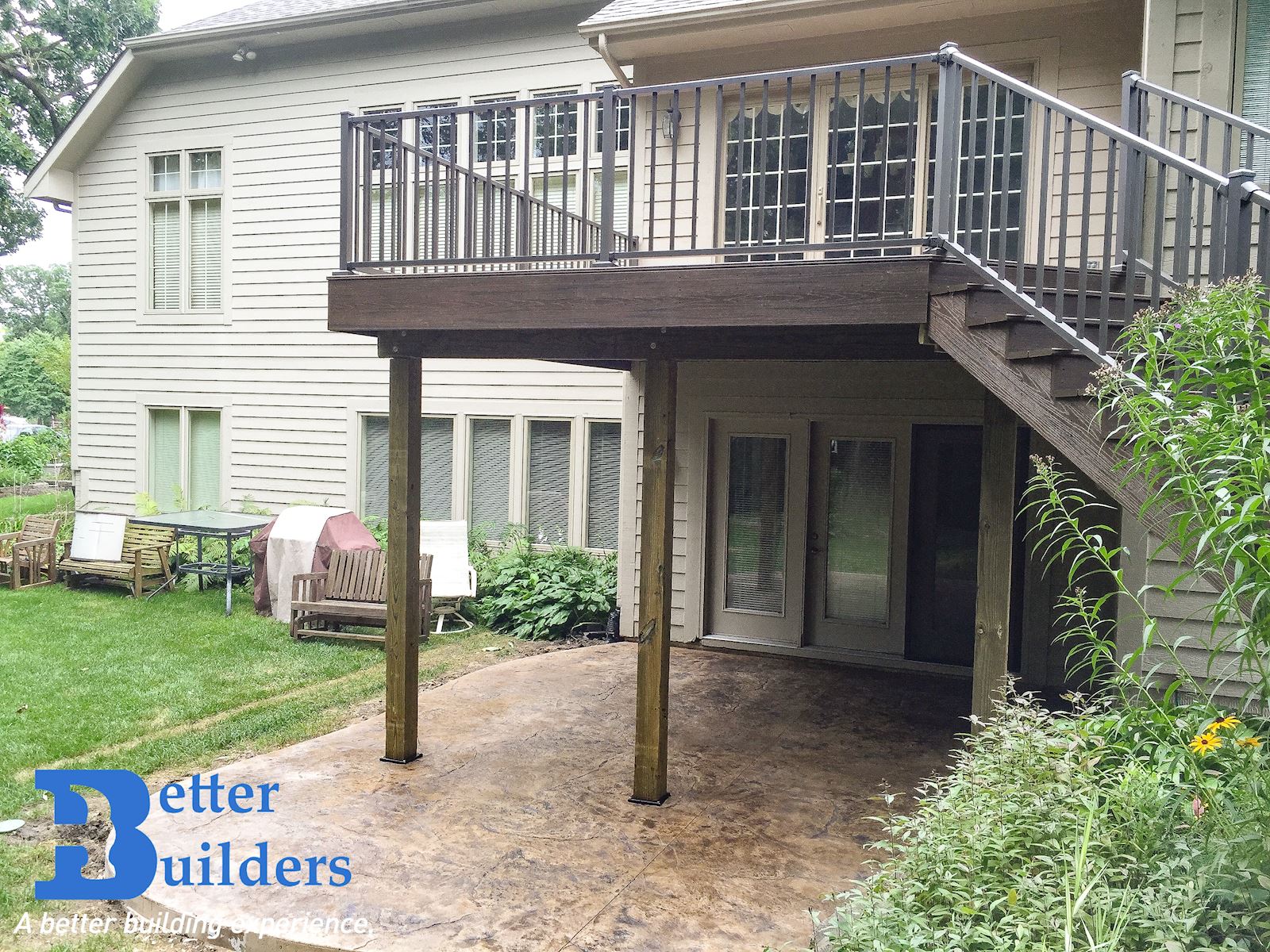 Deck with Stamped Patio - Johnston, IA