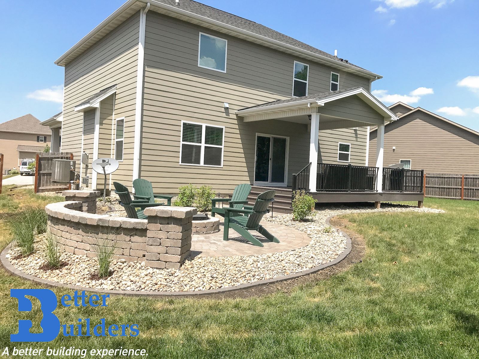 Covered deck with fire pit - Waukee, IA